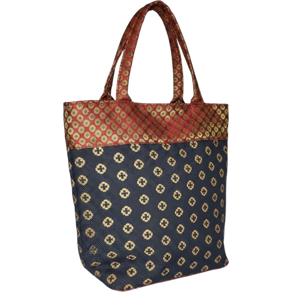 Jute Shoulder Bag Womens Medium Boho Cottage Fabric Double Handle Tote Purse Y2K